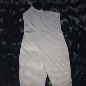 One-strap lavender biker short romper